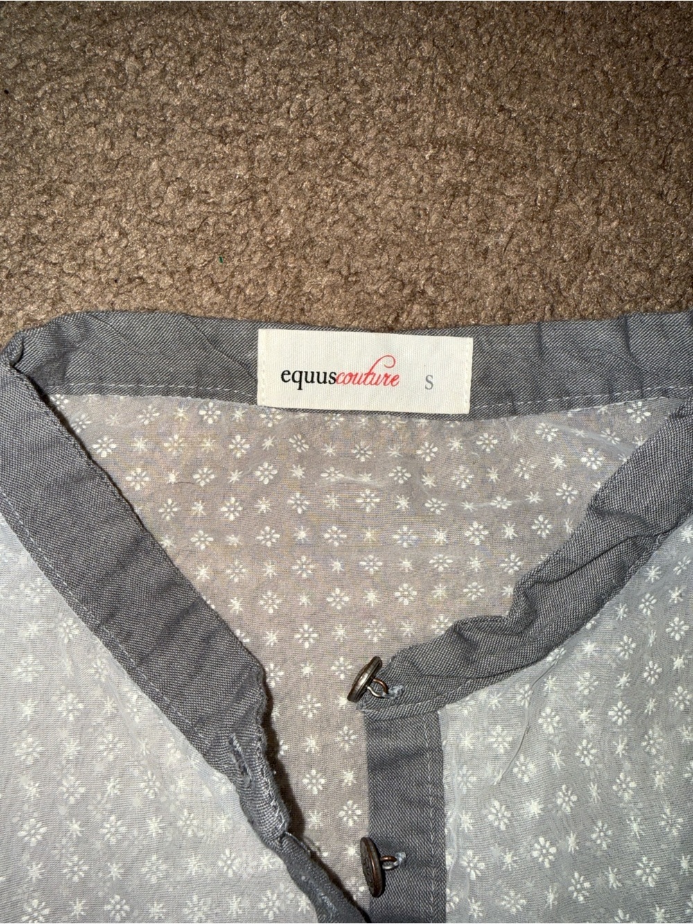Equus Couture Women's Light Gray Short Sleeve Show Top with Contrast Trim(Small - Picture 2 of 3